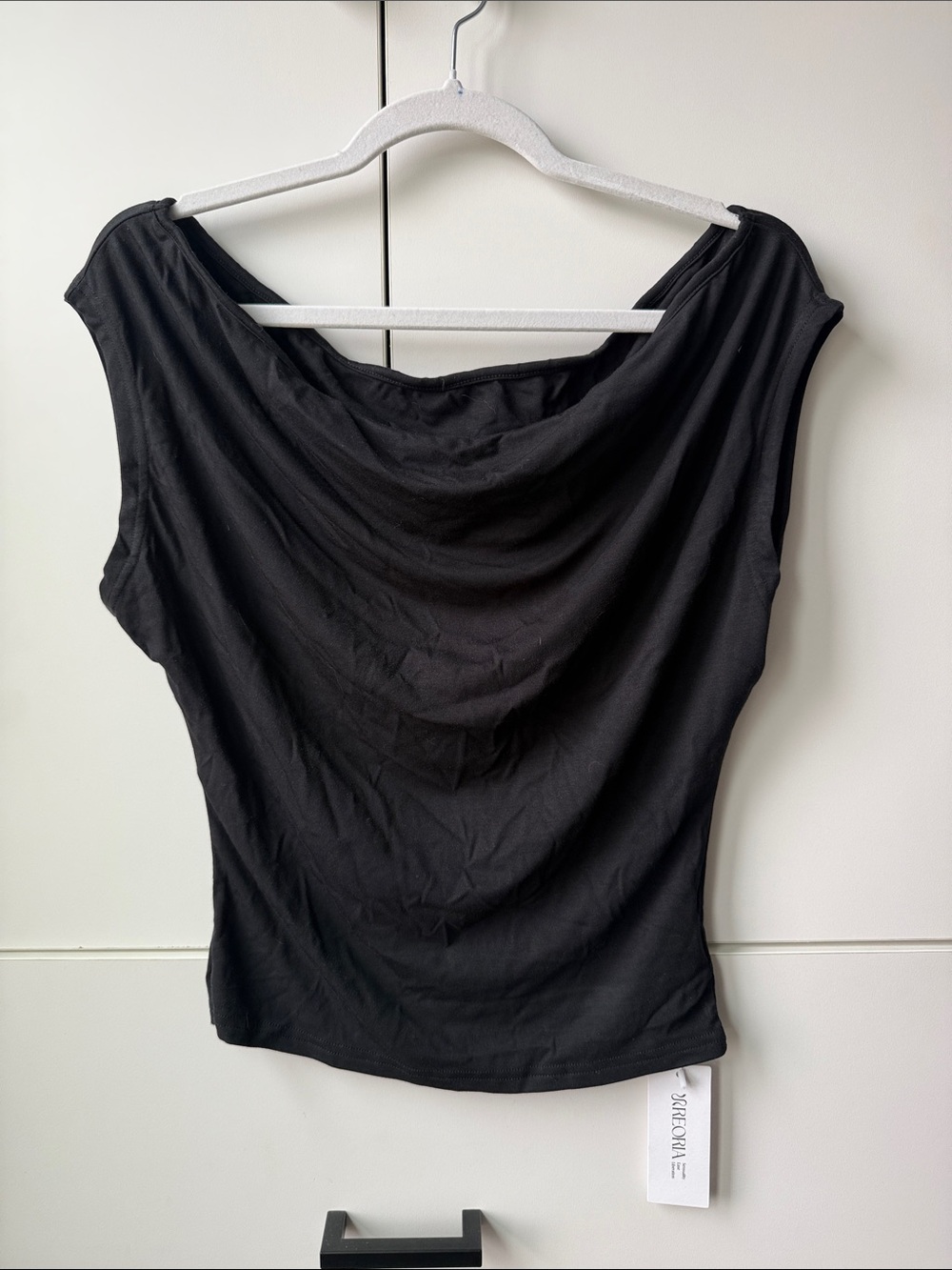 ReoRia Black Cowl Neck Tank Top